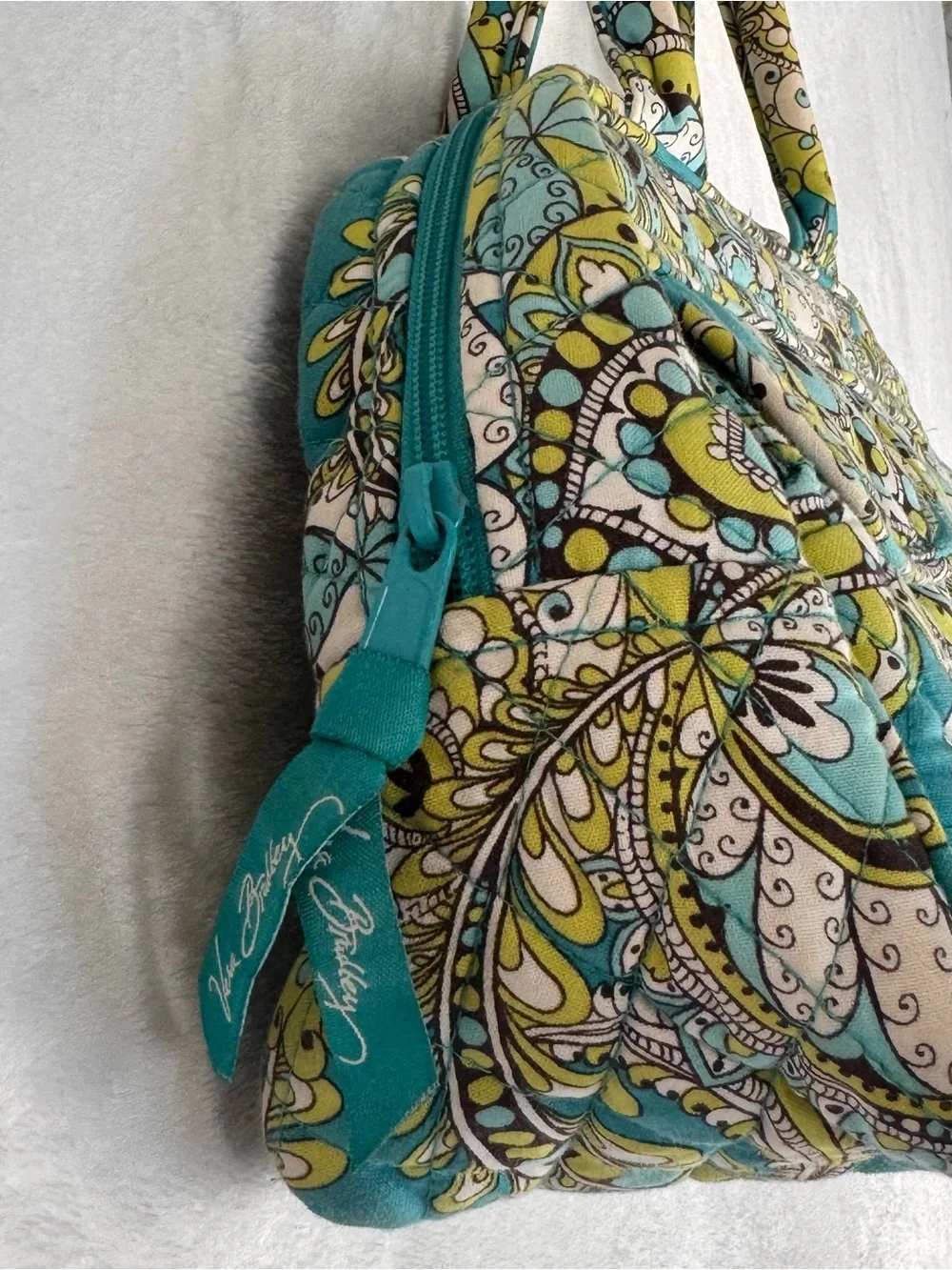 Vera Bradley Lola Small Bowler Satchel Peacock Retired Pattern Handbag